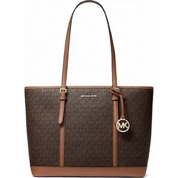 Kabelka Hnědá kabelka Michael Kors lg Jet Set tote logo gold brown