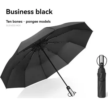 Deštník Automatický skládací deštník velký | skládací deštník, ochrana před deštěm - Černá 1ks