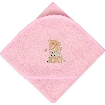 BabyMatex Osuška s kapucí 100x100cm Maxi MEDVÍDEK RŮŽOVÁ