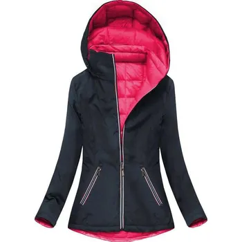 Tmavě modro-amarantová oboustranná bunda pro přechodné období (7699) odstíny růžové S (36)