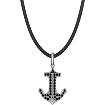 Řetízek Majya Stříbrný přívěsek KOTVA s koženou černou šňůrkou 55 cm | šířka 2,0 mm Ag/; ≤3,25 g 11263