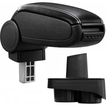 Loketní opěrka PROTEC Loketní opěrka VW Polo 9N / 9N2 / 9N3 syntetická kůže černá, bílé prošití 2001-2009