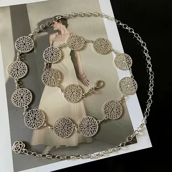 Opasek Retro dámský kovový opasek - Stříbrná