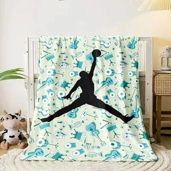 Přehoz na lůžko Flanelový přehoz | deka s motivem basketbalu - 11,150cm x 200cm