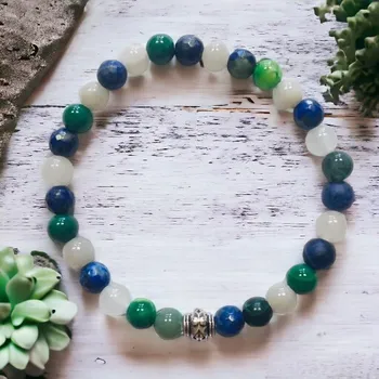 Drahý kámen Náramek Křišťál, sodalit, achát