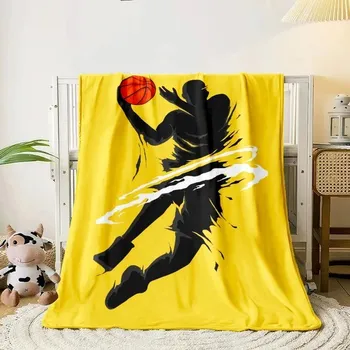 Přehoz na lůžko Flanelový přehoz | deka s motivem basketbalu - 19,150cm x 200cm