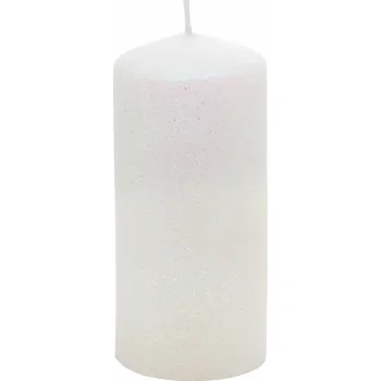 Svíčka MagicHome vianočná sviečka biela s glitrami 5,5x12cm