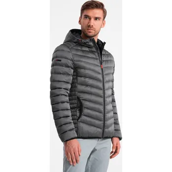 Pánská casual bunda Ombre Lightly insulated quilted men's jacket with satin trim - graphite Ombre šedá 2957459