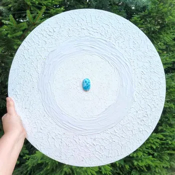 Obraz V HLOUBI DUŠE - ručně malovaný obraz s larimarem a krystaly Swarovski Malované obrazy s minerály