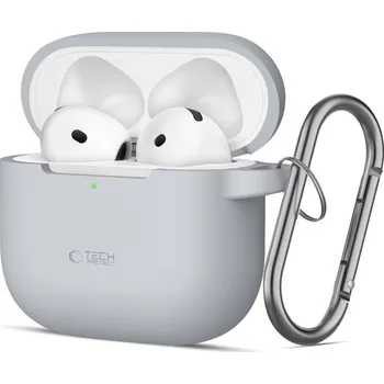 Příslušenství pro sluchátka Tech-Protect Pouzdro s karabinou na sluchátka AirPods 4 - Tech-Protect, Silicone Hook Crayon Gray