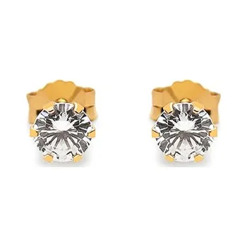 Náušnice Zlaté minimalistické náušnice se zirkony 4mm, 14K IZ28310 + dárkové balení LUXUS zdarma