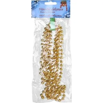 Vánoční dekorace Dekorace - řetěz kuličkový zlatý 8mmx2m