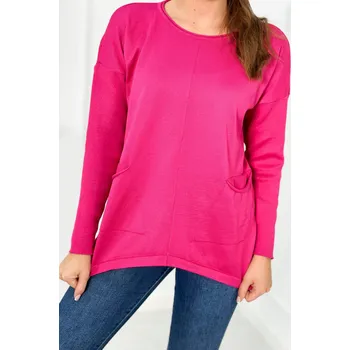 Dámský svetr Svetr s předními kapsami fuchsie UNI