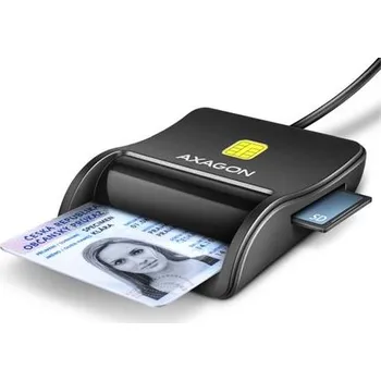 Čtečka čárových kódů AXAGON CRE-SM3SD, USB-A FlatReader 4-slot čtečka Smart card (eObčanka) + SD/microSD/SIM, kabel 1.3 m
