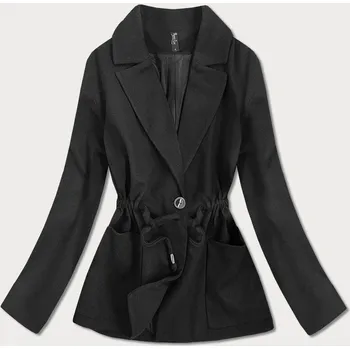 Dámský kabát Krátký černý volný dámský kabát (2727) odstíny černé XXL (44)