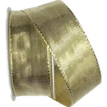 Stuha Stuha zlatá CELEBRATION GOLD lesklá 25mm x 2m (12,- Kč/m) (Stuha lurexová, zlatá, lesklá, oboulící, s drátkem)