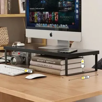 Úložný box Monitor stojan a úložné regály do domácí kanceláře | Kancelářské regály, úložní systém - 40 x 20 x 8 cm, černá