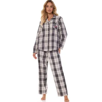 Dámské pyžamo Flanelové dámské pyžamo Roxy káro šedé S
