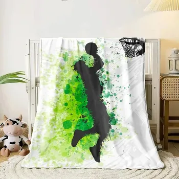 Přehoz na lůžko Flanelový přehoz | deka s motivem basketbalu - 1,150cm x 200cm