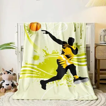 Přehoz na lůžko Flanelový přehoz | deka s motivem basketbalu - 15,150cm x 200cm