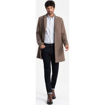 Pánský zimní kabát Ombre Elegant single-breasted men's wool coat - brown Ombre hnědá 2946939