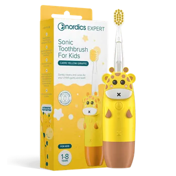 Zubní kartáček Sonický dětský zubní kartáček Žlutá žirafa 1-8 let Nordics Oral Care