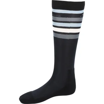 Pánské ponožky FOUGANZA Jezdecké podkolenky 100 černé s bílými a šedými pruhy ČERNÁ