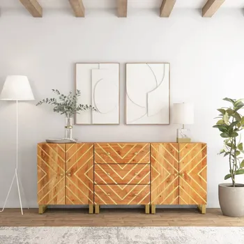 Příborník do zásuvky vidaXL Odkládací skříňky 3 ks hnědé a černé 60x33,5x75 cm mangovník