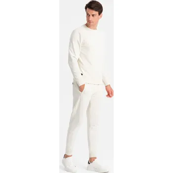 Ombre BASIC men's cotton tracksuit set unbuttoned sweatshirt + joggers Ombre bílá 2976679
