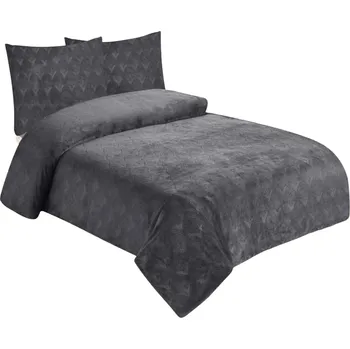 Povlečení Jahu Povlečení mikroflanel struktura Listy tmavě šedé 140x200, 70x90 cm Varianta: Povlečení mikroflanel struktura Listy tmavě šedé 140x200, 70x90 cm, Značka: Dadka