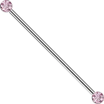 Piercing Šperky4U Industrial PUSH IN piercing TITAN, růžové zirkony - TIT1394-P