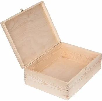 Dárková krabička Přírodní dřevěná dárková krabička se zámkem - 40x30x13,5 cm