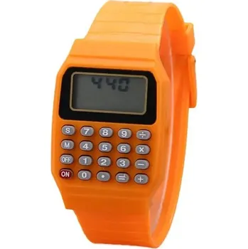Hodinky Dětské náramkové školní hodinky s kalkulačkou - Oranžová