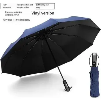 Deštník Automatický skládací větruodolný deštník | odolný deštník, velký deštník - modrá 1ks