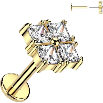 Piercing Šperky4U Zlacený piercing do brady - PUSH IN labreta - LB1135-GD
