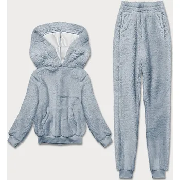 Teplý blankytný teplákový dámský komplet (YP-1104) odstíny modré XL (42)