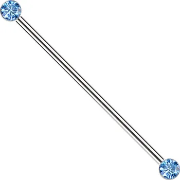 Piercing Šperky4U Industrial PUSH IN piercing TITAN, tyrkysové zirkony - TIT1394-Q
