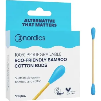 Bambusové vatové tyčinky modré NORDICS 100 ks