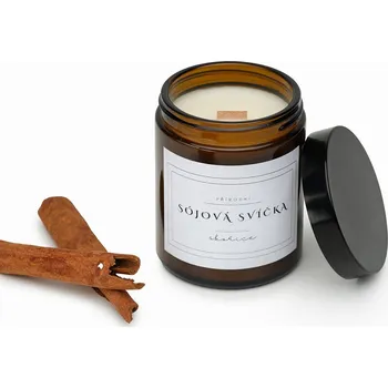 Svíčka Sójová svíčka Skořice Druh: Dřevěný knot