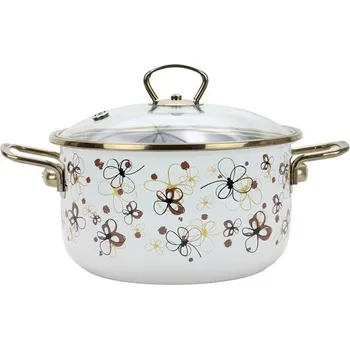 Hrnec BELIS Smaltovaný hrnec se skleněnou poklicí ø 16 cm - 1.5 l - PREMIUM krémový