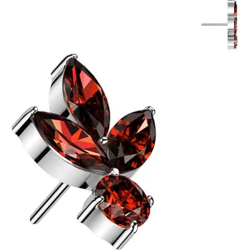 Piercing Šperky4U Ozdobná část k PUSH IN piercingu TITAN, červené zirkony - TIT1507-R