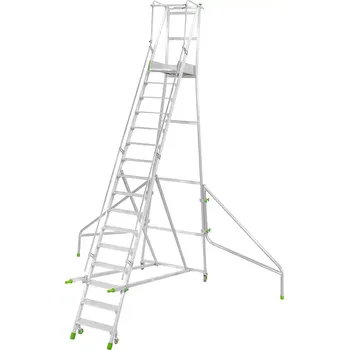 Schůdek Pojízdné hliníkové schůdky FACAL 15 nášlapů + plošinka