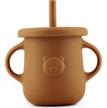 Silikonový hrnek s brčkem a oušky Kidnort Retter tmavý