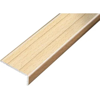 Stavební profil ACARA AP5 schodová lišta samolepící B, hliník+fólie buk, v: 10 mm, š: 25 mm, d: 2,7 m AAHAF B251110-SK/T2