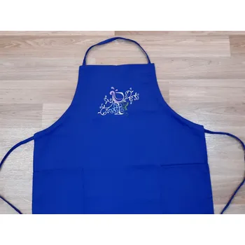 Kuchyňská zástěra Vinařská zástěra pro muže s výšivkou modrá 72x100 Pohár