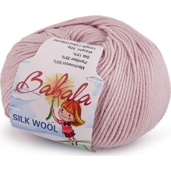Příze Pletací vlněná, hedvábná příze Babala 50 g - 3 (003) pudrová