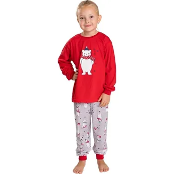 Chlapecké pyžamo Bettymode Dětské pyžamo VÁNOČNÍ MEDVĚD ČERVENÁ dlouhý rukáv, 104