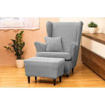 Napínací potah TiaHome Potah na křeslo ušák s podsedákem MALAGA Šedá