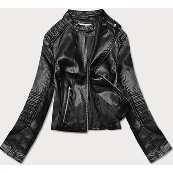 Krátká černá bunda ramoneska se stojáčkem (11Z8038) odstíny černé L (40)