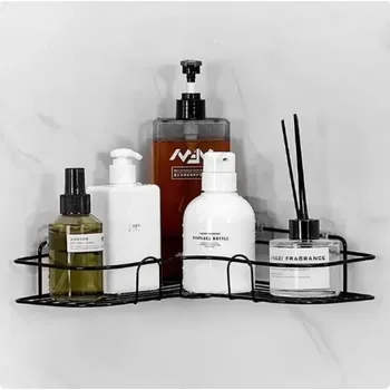 Koupelnový nábytek Závěsná koupelnová trojúhelníková polička | koupelnové doplňky | úložné řešení - černý